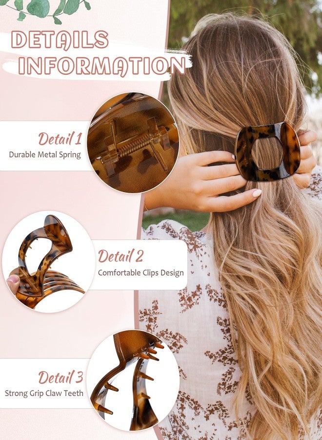 سي اتش ال اي انس اس 6 قطع من مشابك الشعر المسطحة للنساء، متوسطة الحجم، مانعة للانزلاق، ذات قبضة قوية، مناسبة للشعر الخفيف (نقشة جلد النمر (بني فاتح + بني غامق + بني)) - Image 4